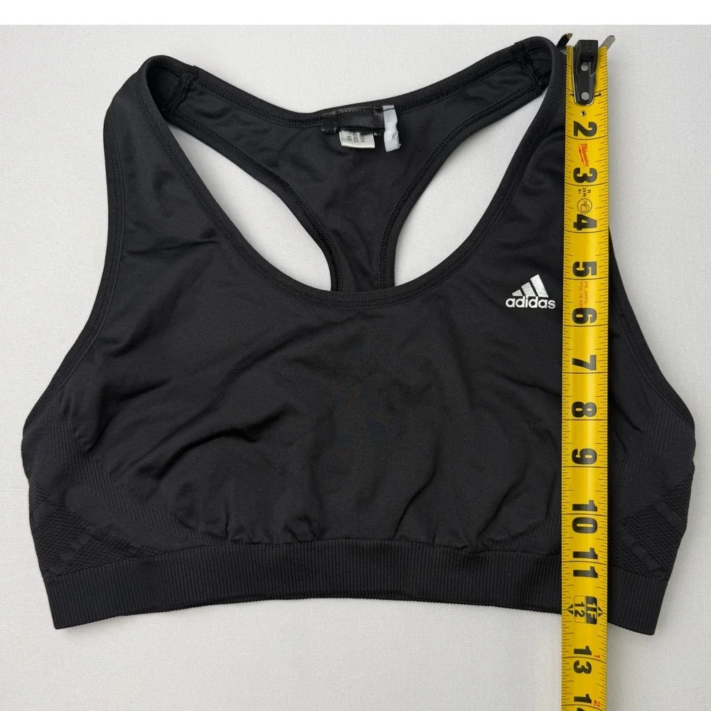 Adidas Sports Bra Womens M Black Good Racerback Seamless Knit Activewear